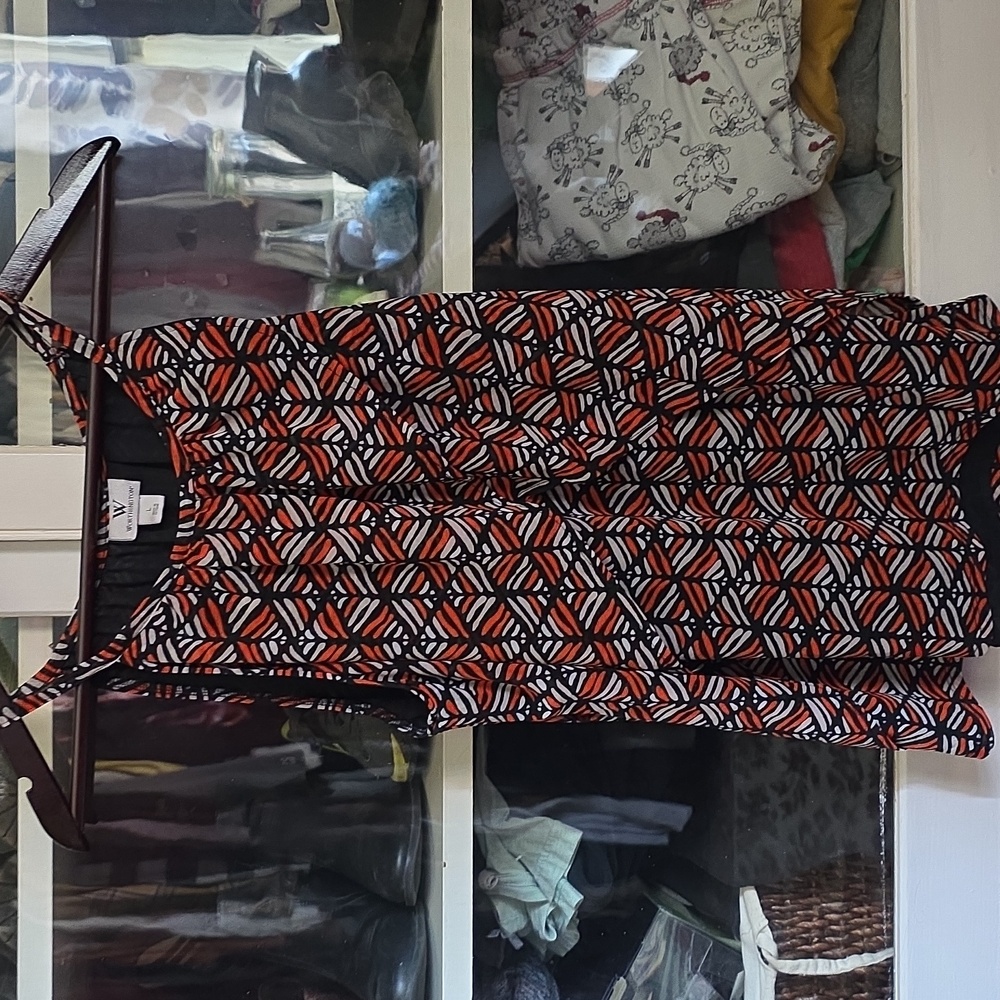 Worthington Women's Top - Black, White, and Red Geometric